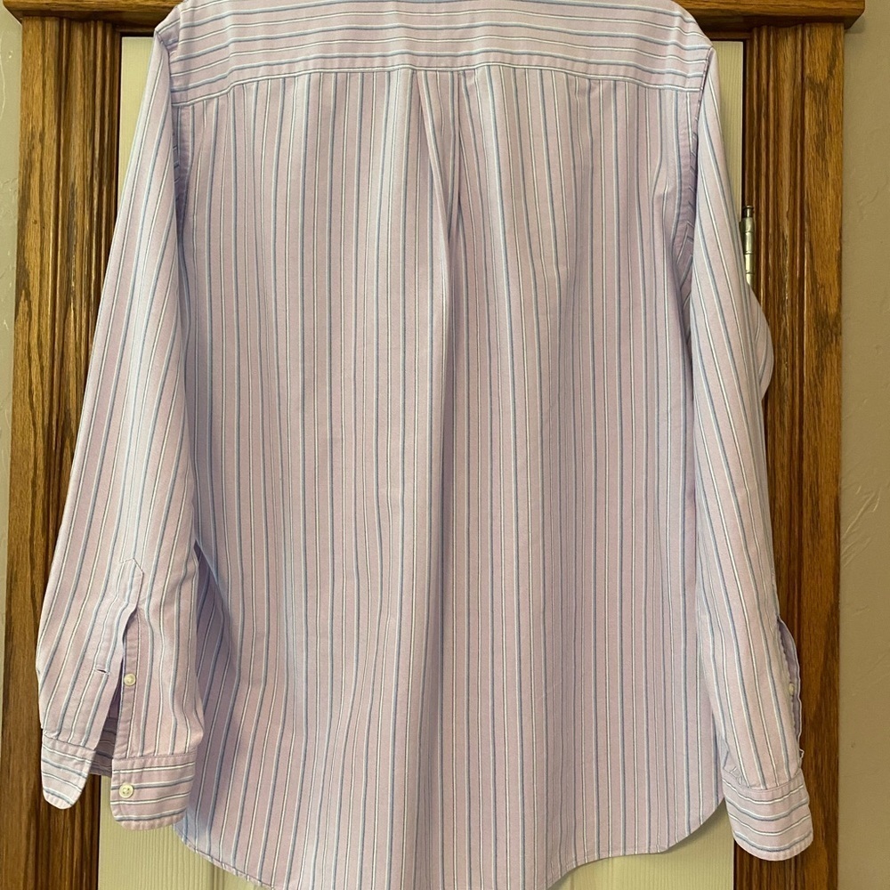 Ralph Lauren Classic Fit Mens Shirt Sz XL Pony LS Button Down Purple Blue Stripe - Picture 7 of 8